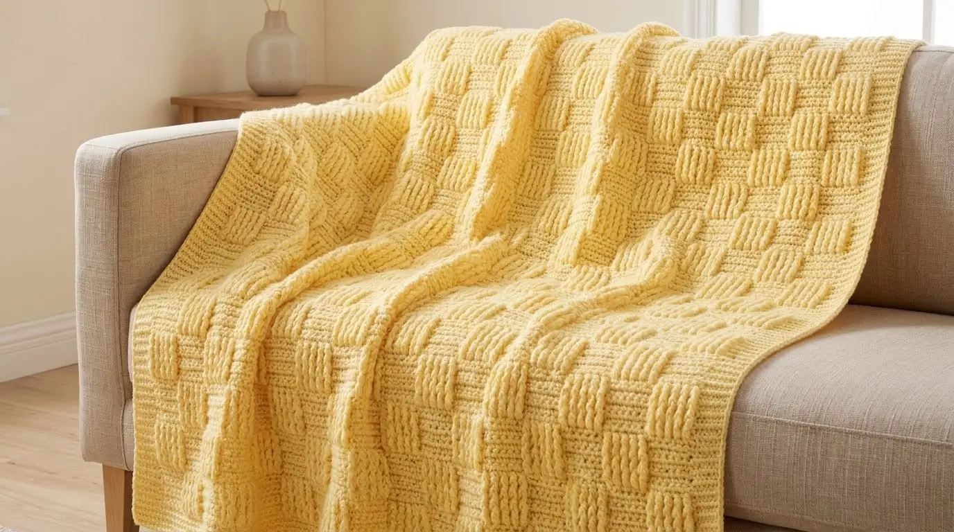 Sunlit Block Textured Blanket Crochet Pattern | HookElla